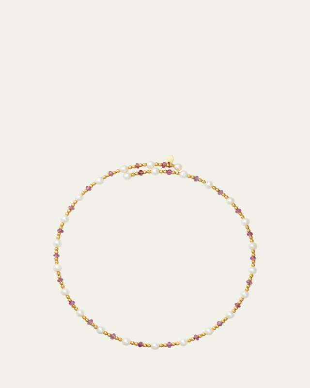 Mediterranean Baroque Pearl 18K Yellow Gold Gold Bead Necklace